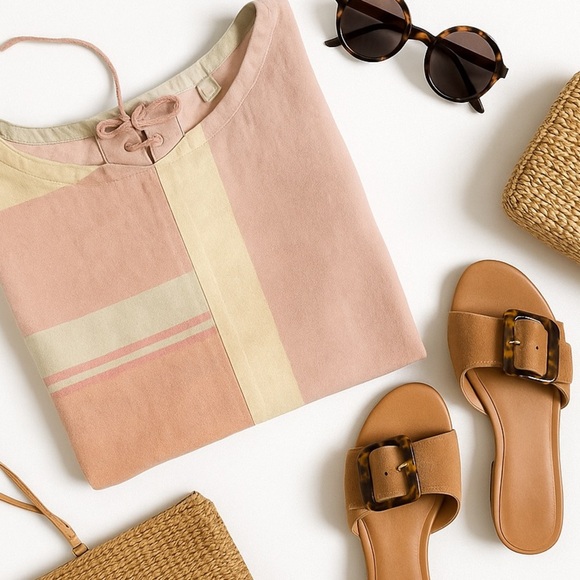 Caslon colorblock lace up back top ❤️ - Picture 1 of 8